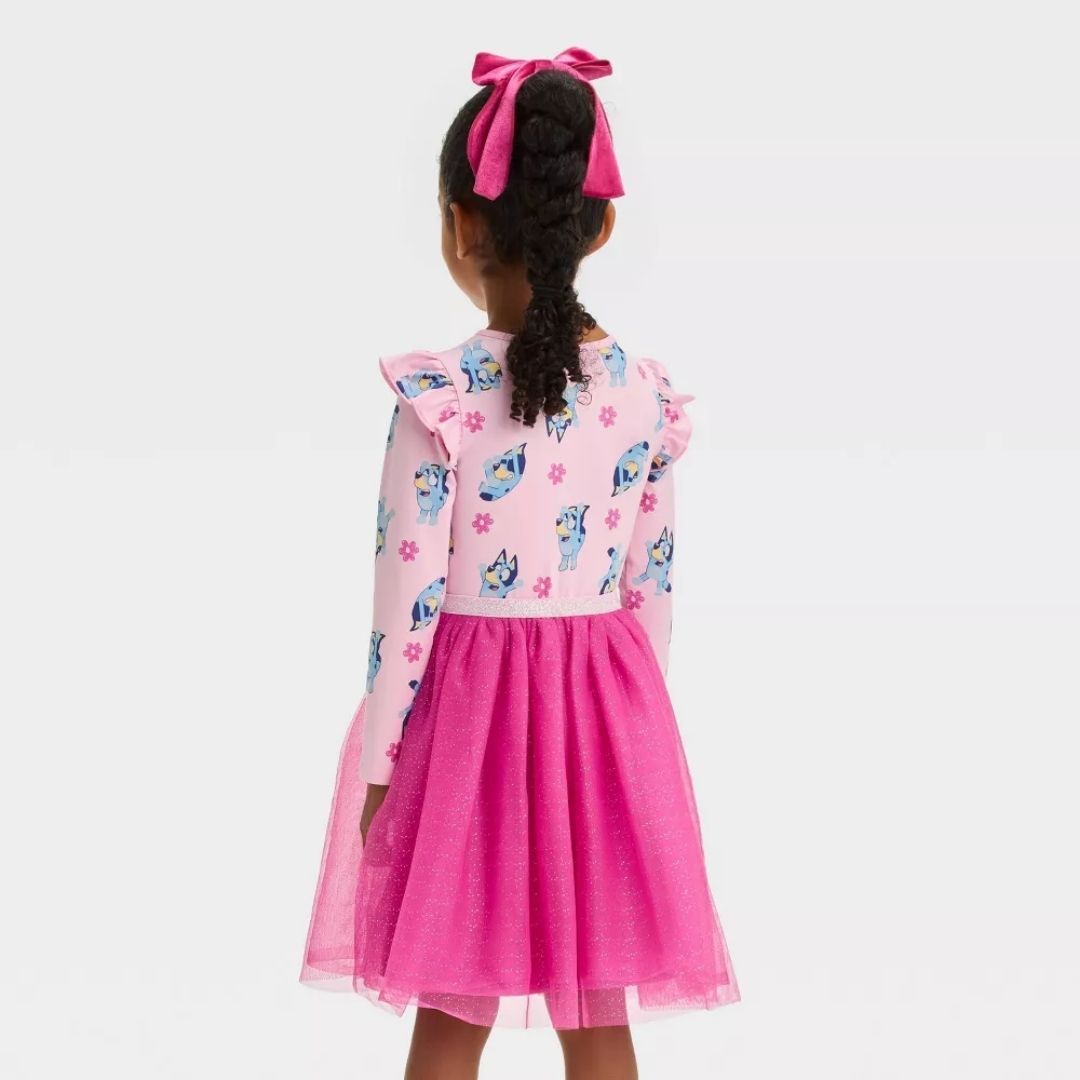 VESTIDO ROSADO BLUEY FALDA TUL