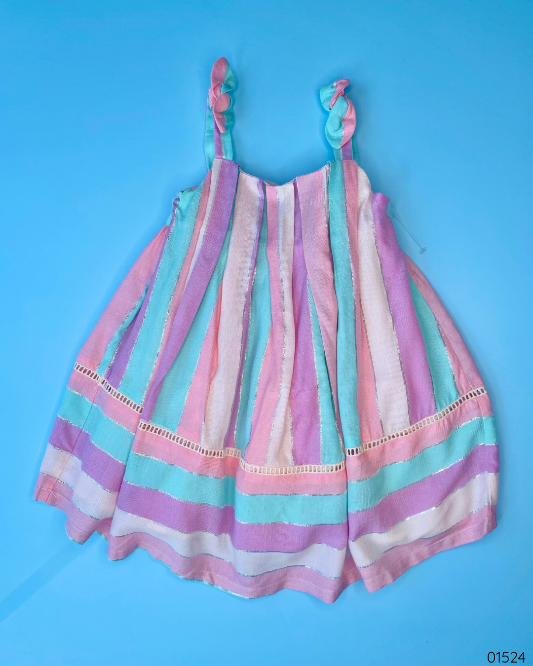 VESTIDO COLORES ROSADO MORADO Y TURQUESA
