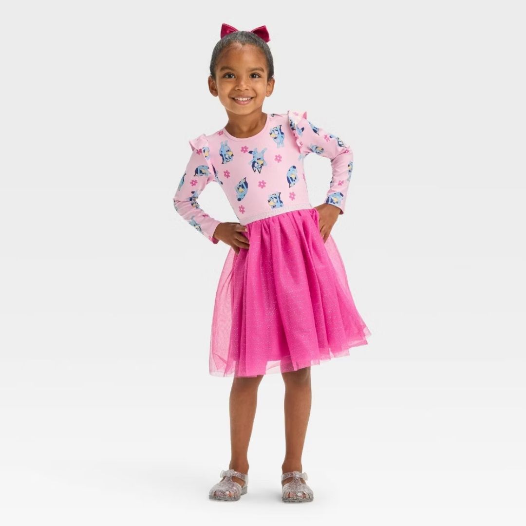 VESTIDO ROSADO BLUEY FALDA TUL