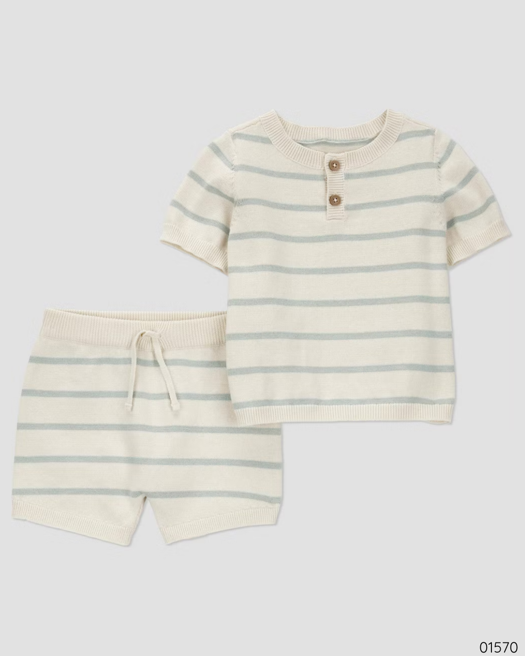 TRAJE CARTER SHORT BORDADO BEIGE Y VERDE
