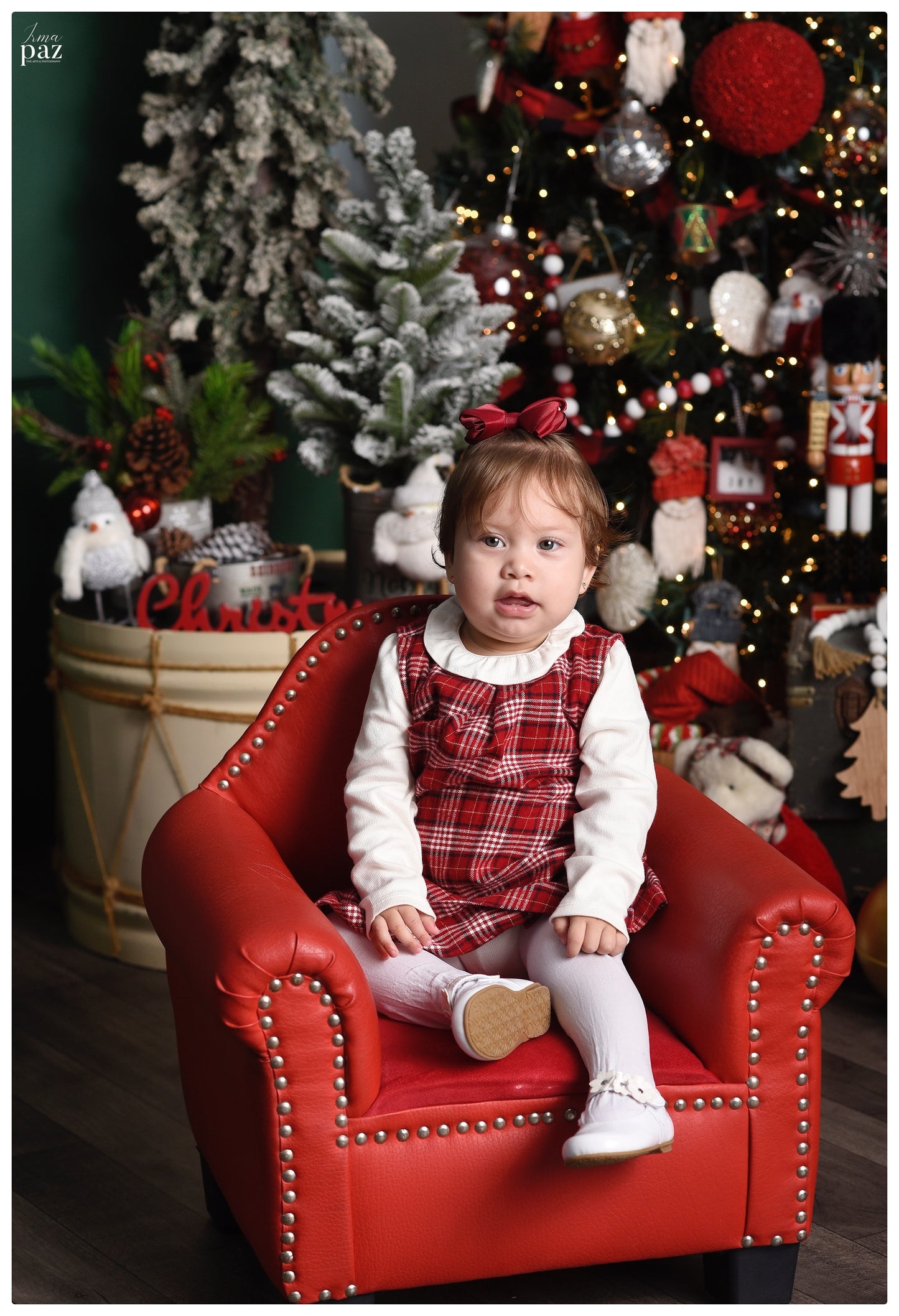 VESTIDO NIÑA 2PZS ROJO BLANCO MANGALARGA