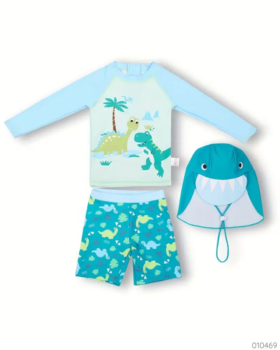 TRAJE DE BAÑO DINOS 3PZS C/GORRO