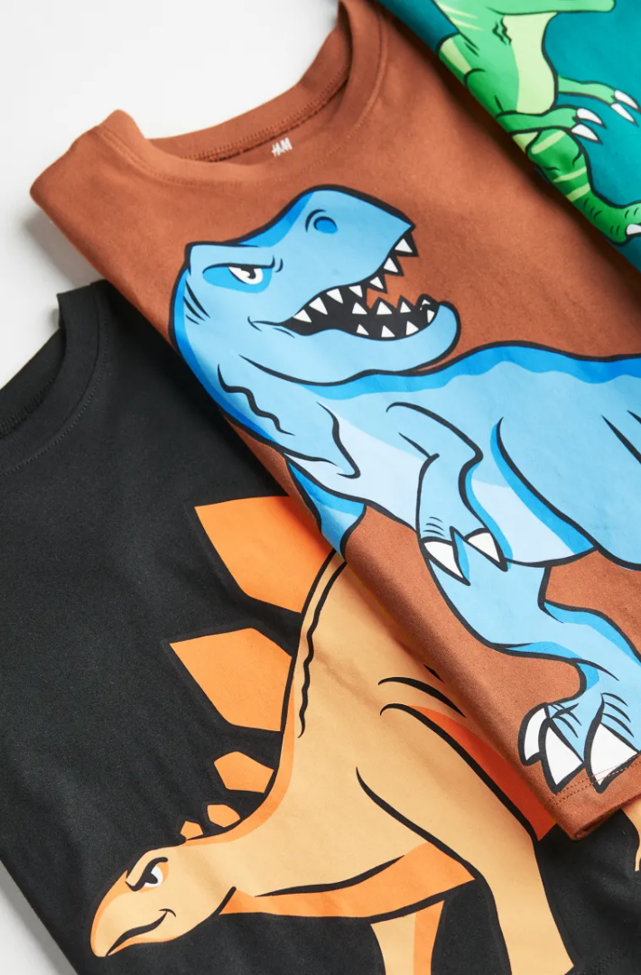 CAMISAS 3 PZS DINOSAURIOS H&M