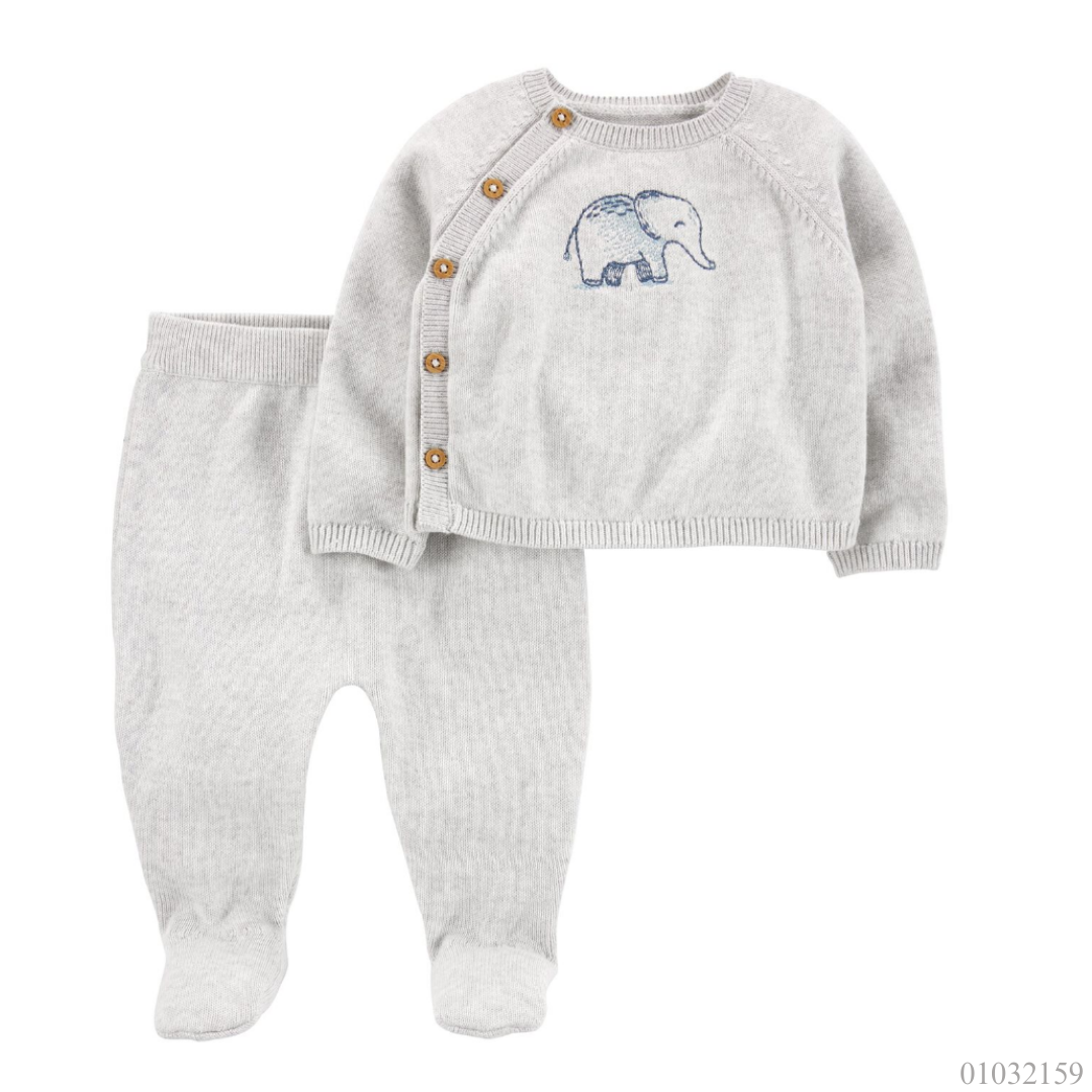 TRAJE CARTERS TEJIDO GRIS ELEFANTITO