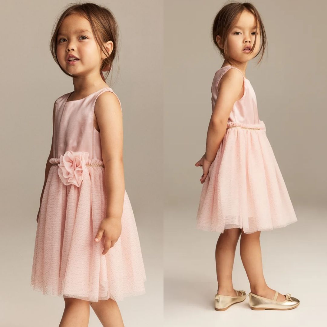 VESTIDO ROSADO TUL H&M SIN MANGAS