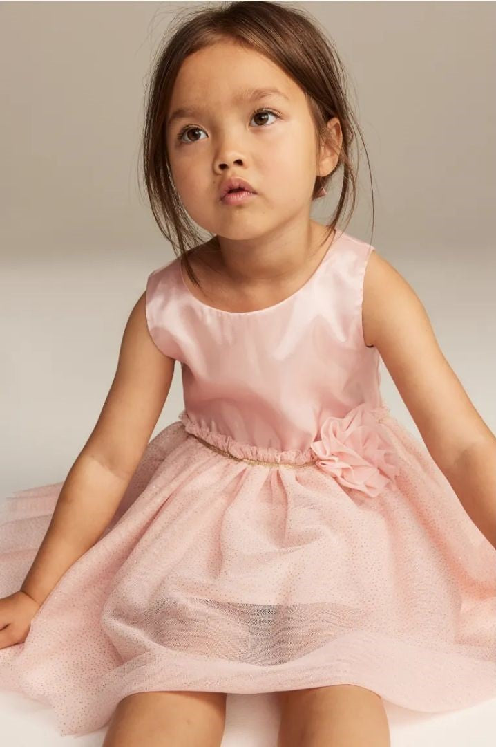 VESTIDO ROSADO TUL H&M SIN MANGAS