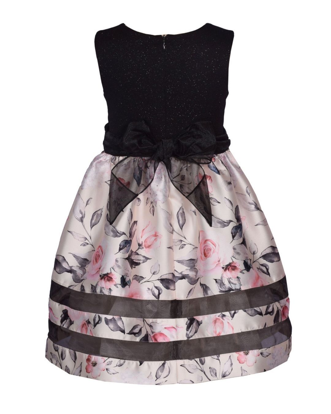VESTIDO FLOREADO SIN MANGAS NEGRO