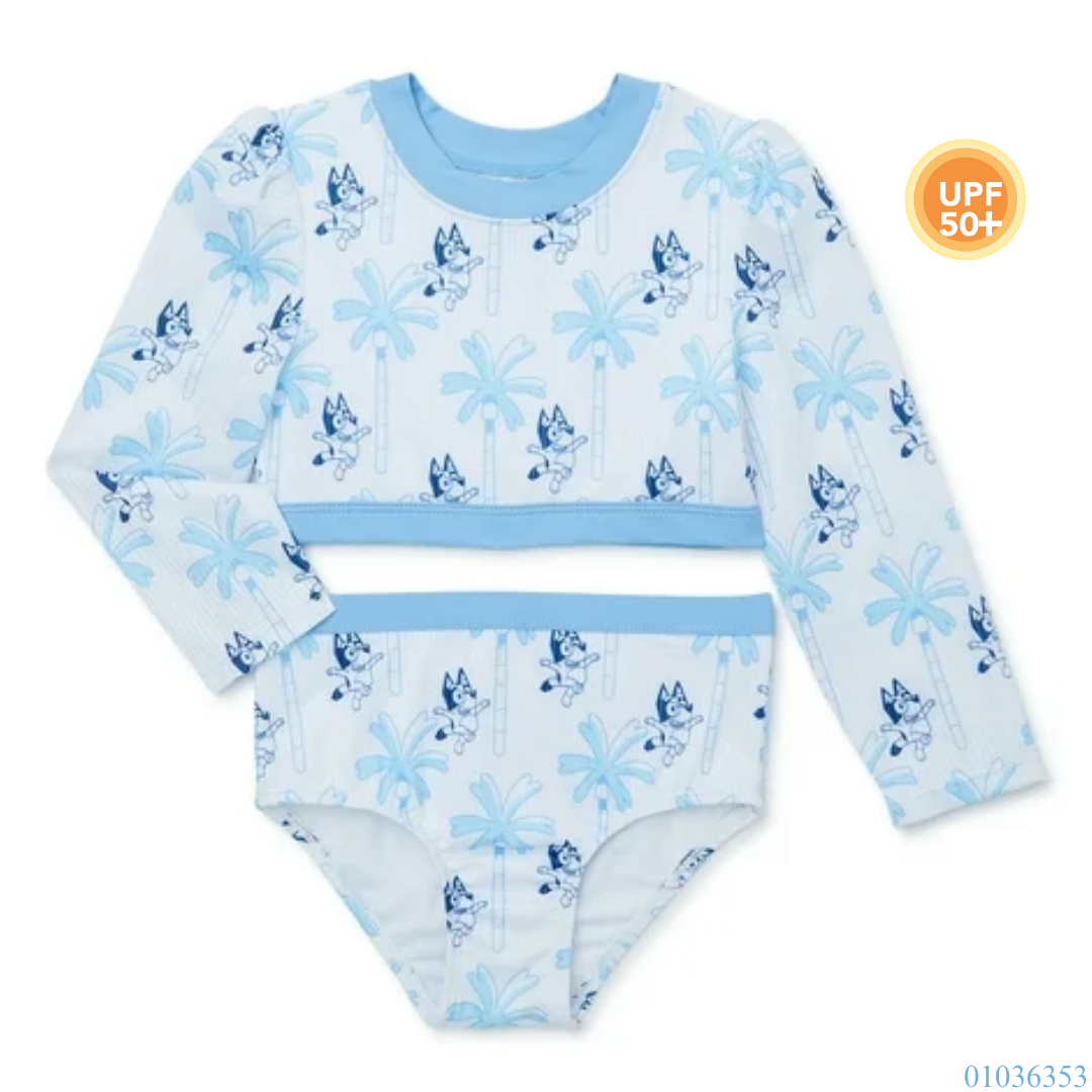 TRAJE DE BAÑO 2PZ BLUEY BLANCO AZUL NIÑA