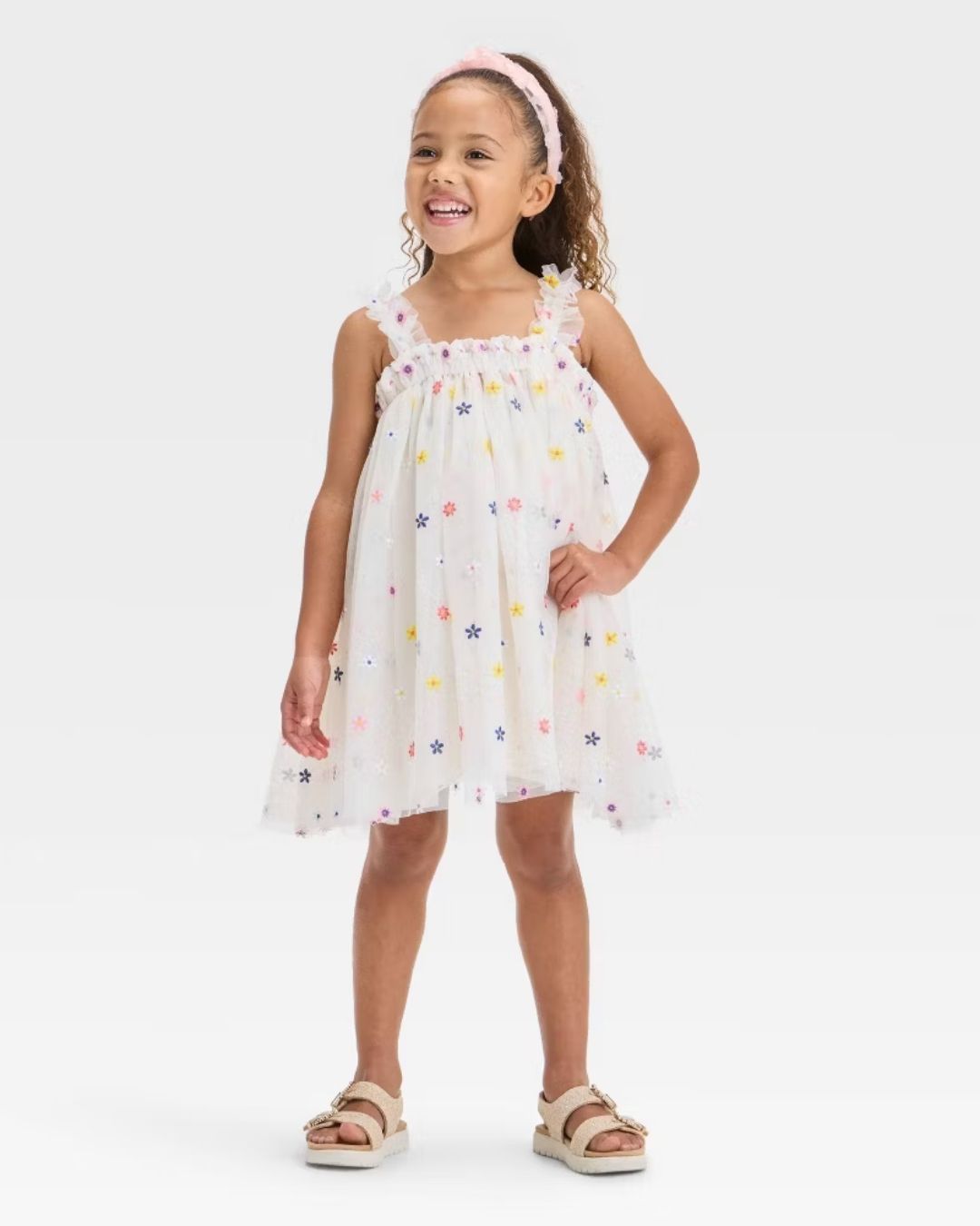VESTIDO BLANCO TUL FLOREADO