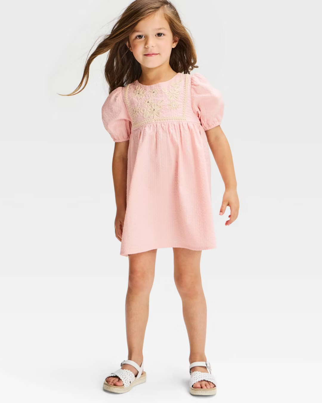 VESTIDO BORDADO CAT & JACK ROSA