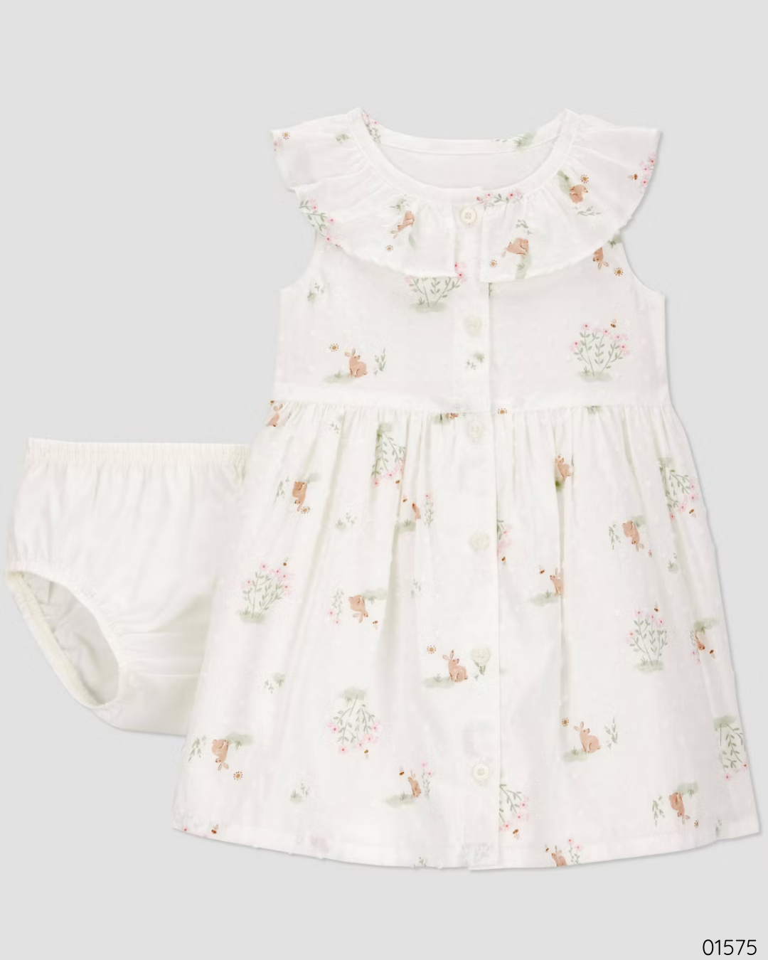 VESTIDO NIÑA 2 PZS CONEJITO BLANCO