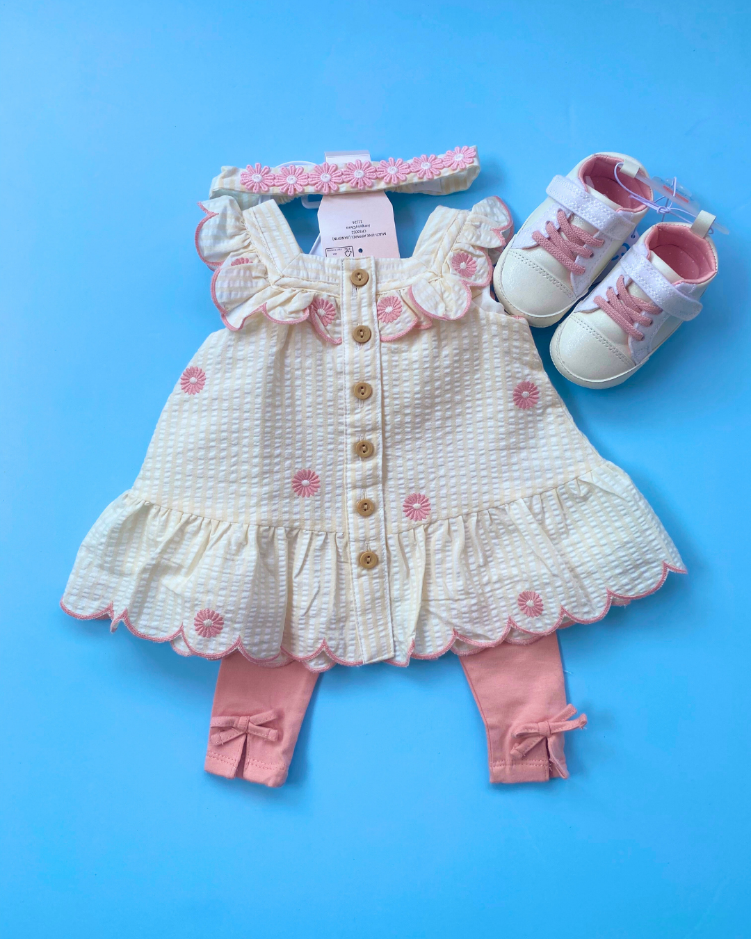 VESTIDO 3 PZS FLORES VINCHA
