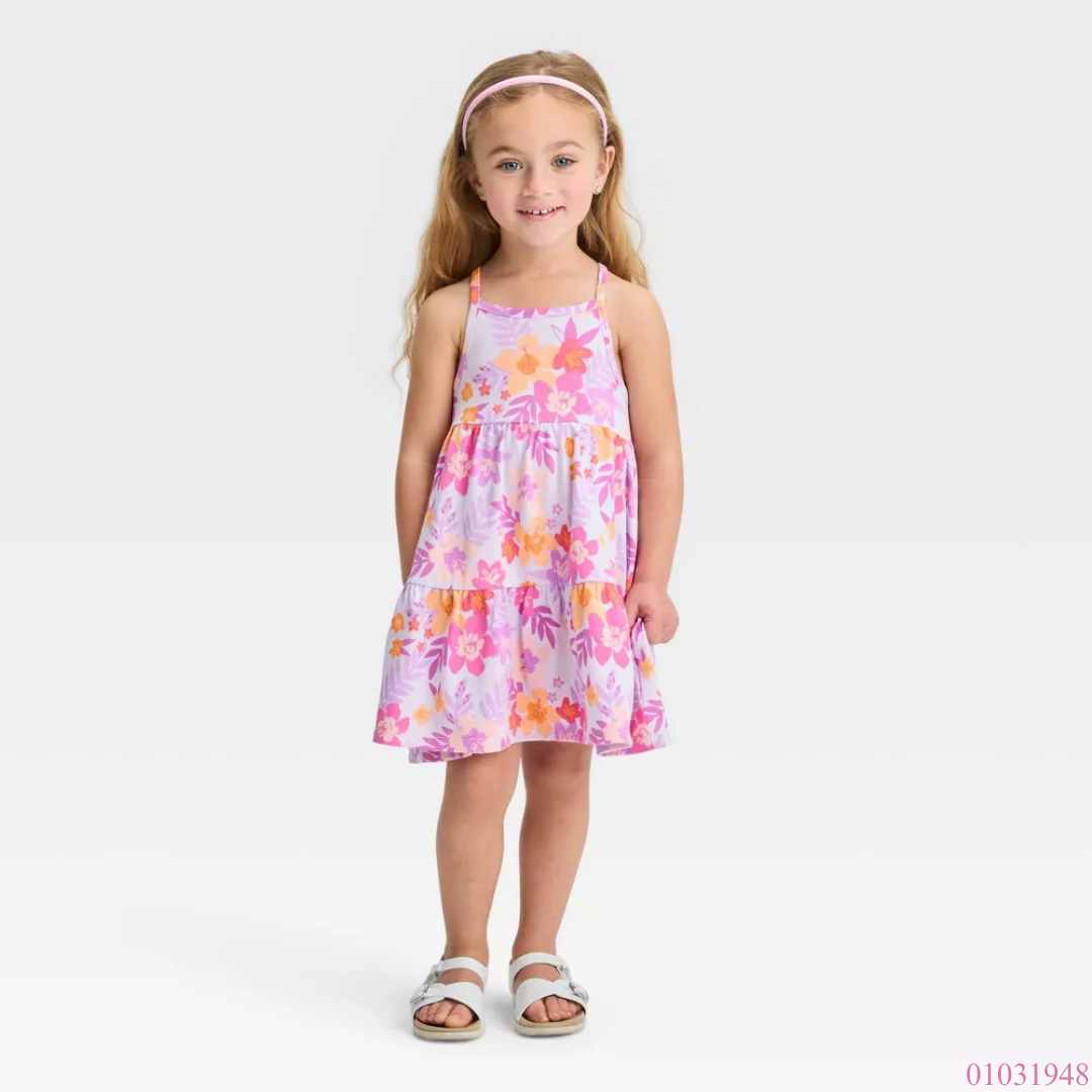 VESTIDO ALGODON ROSADO FLORES