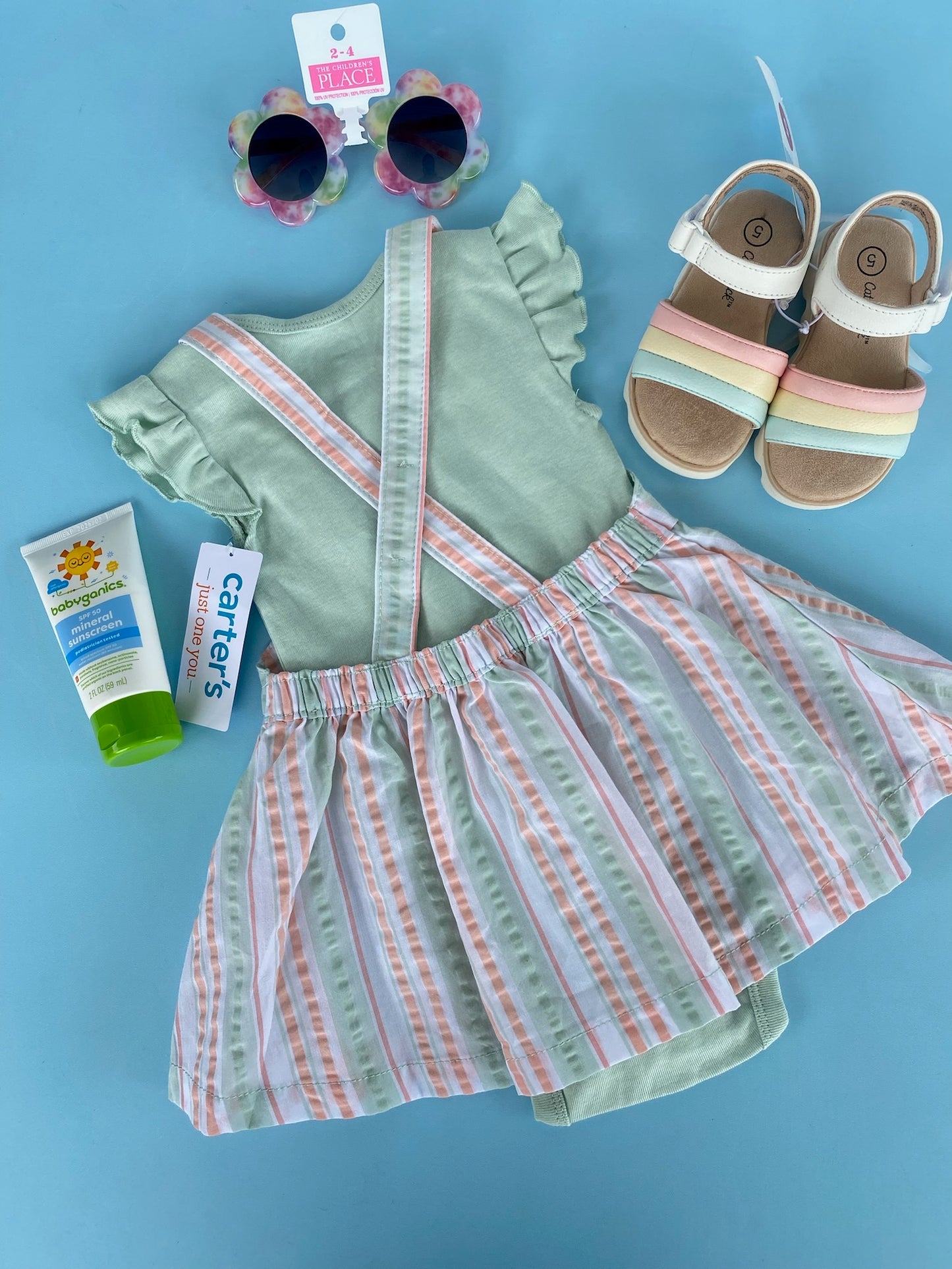 VESTIDO RAYAS VERDE Y SALMON