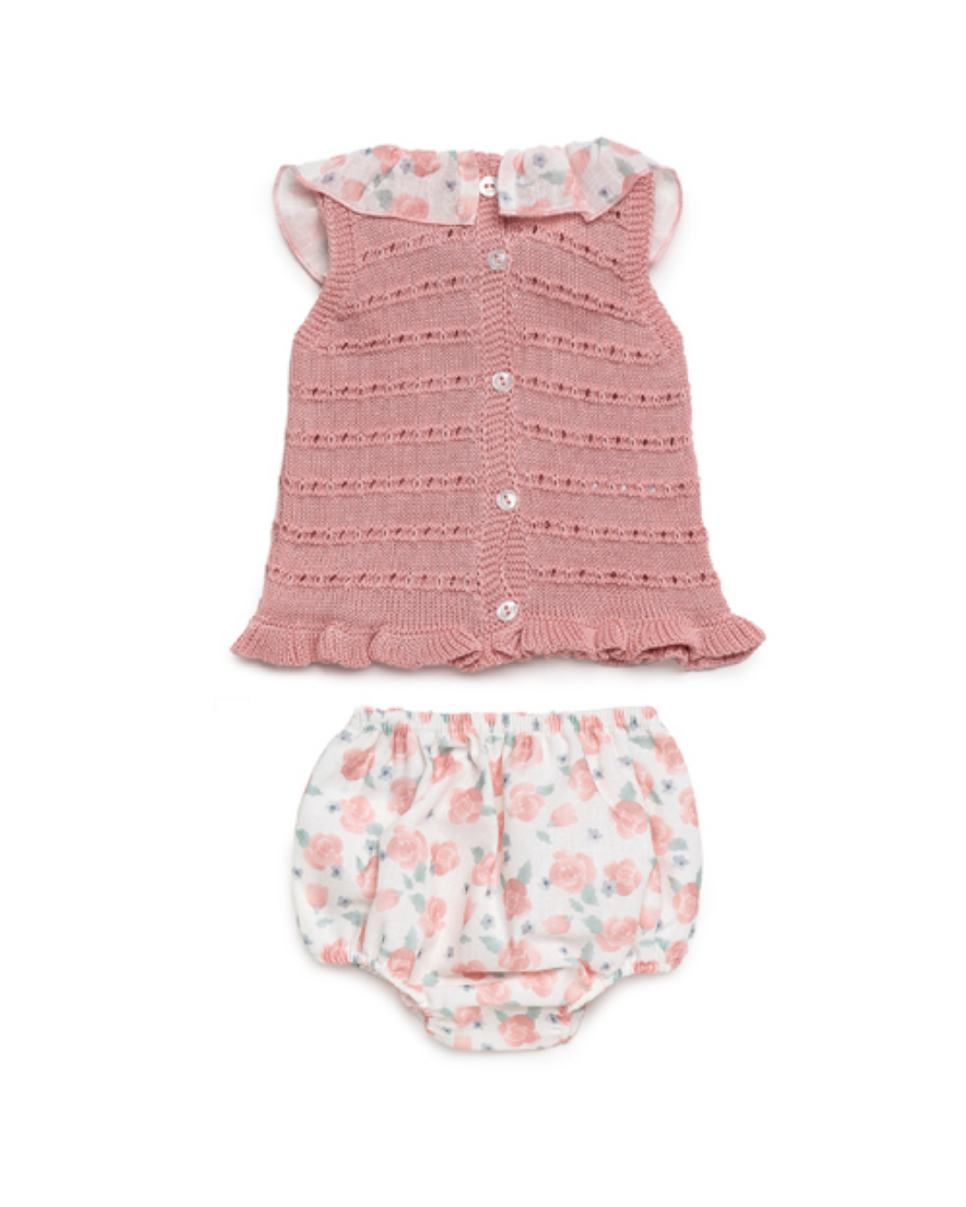 CONJUNTO TEJIDO ROSA FLORES