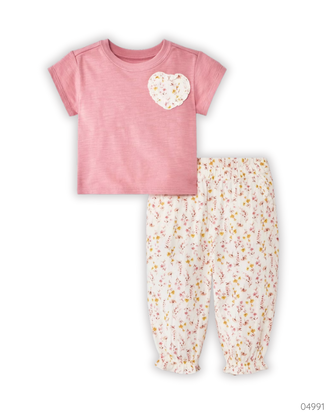 TRAJE CAMISA ROSA CORAZON FLORES