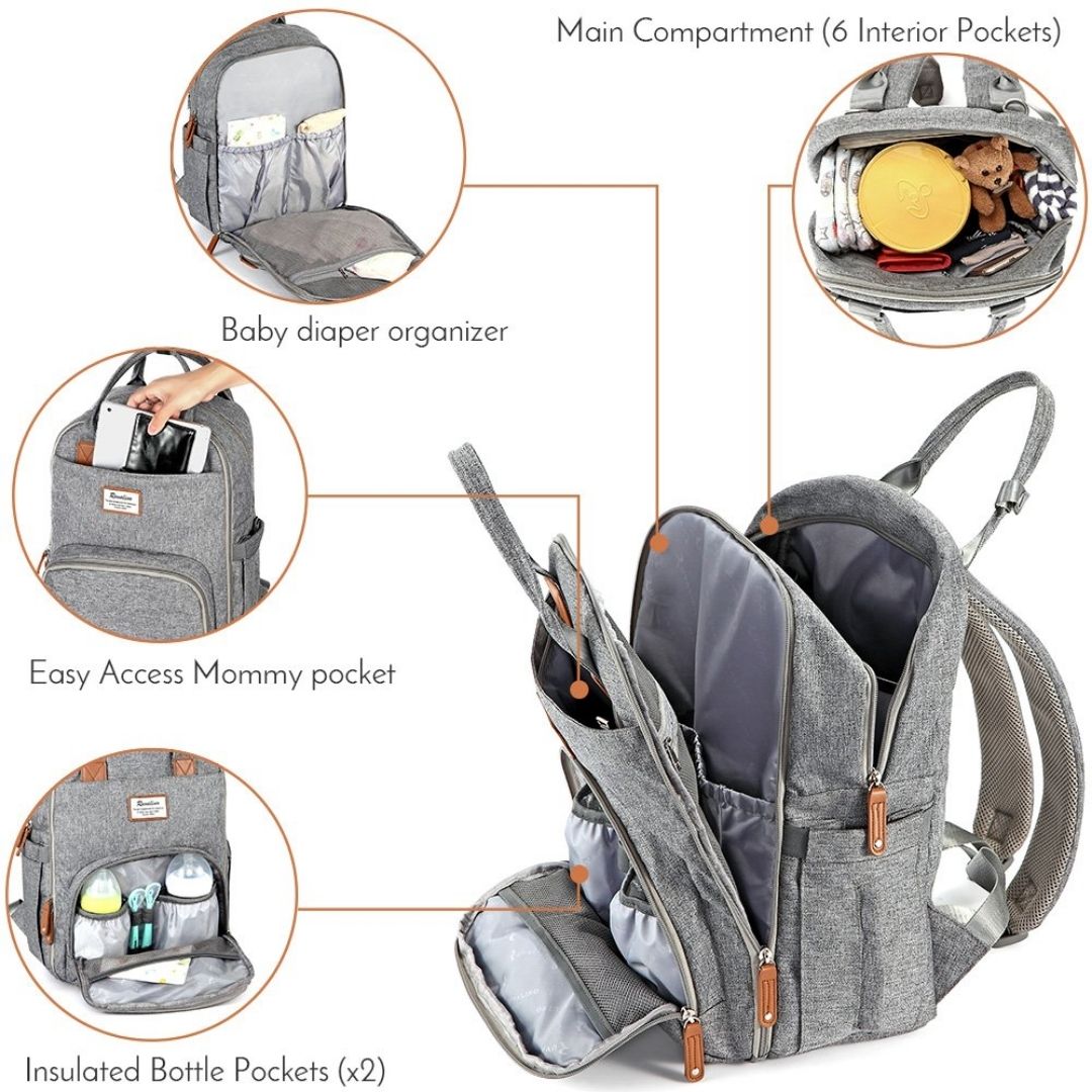 PAÑALERA GRIS CLARO RUVALINO MOCHILA