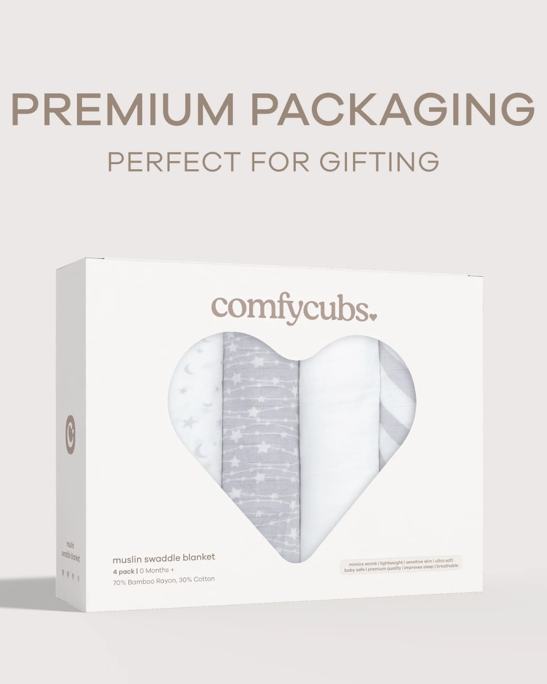 SABANAS MUSELINA GRIS BLANCO COMFYCUBS 4 PZS