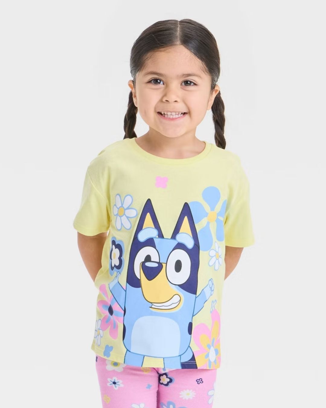 TRAJE BLUEY FLORES AMARILLO