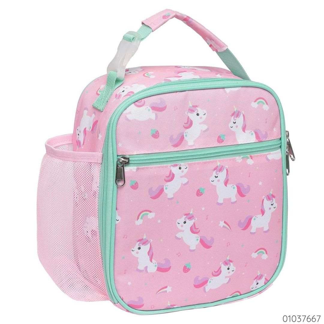 LONCHERA INSULADA UNICORNIO ROSA VERDE CAPACIDAD 5.1L MEDIDAS 10.2"x8.6"x4.3