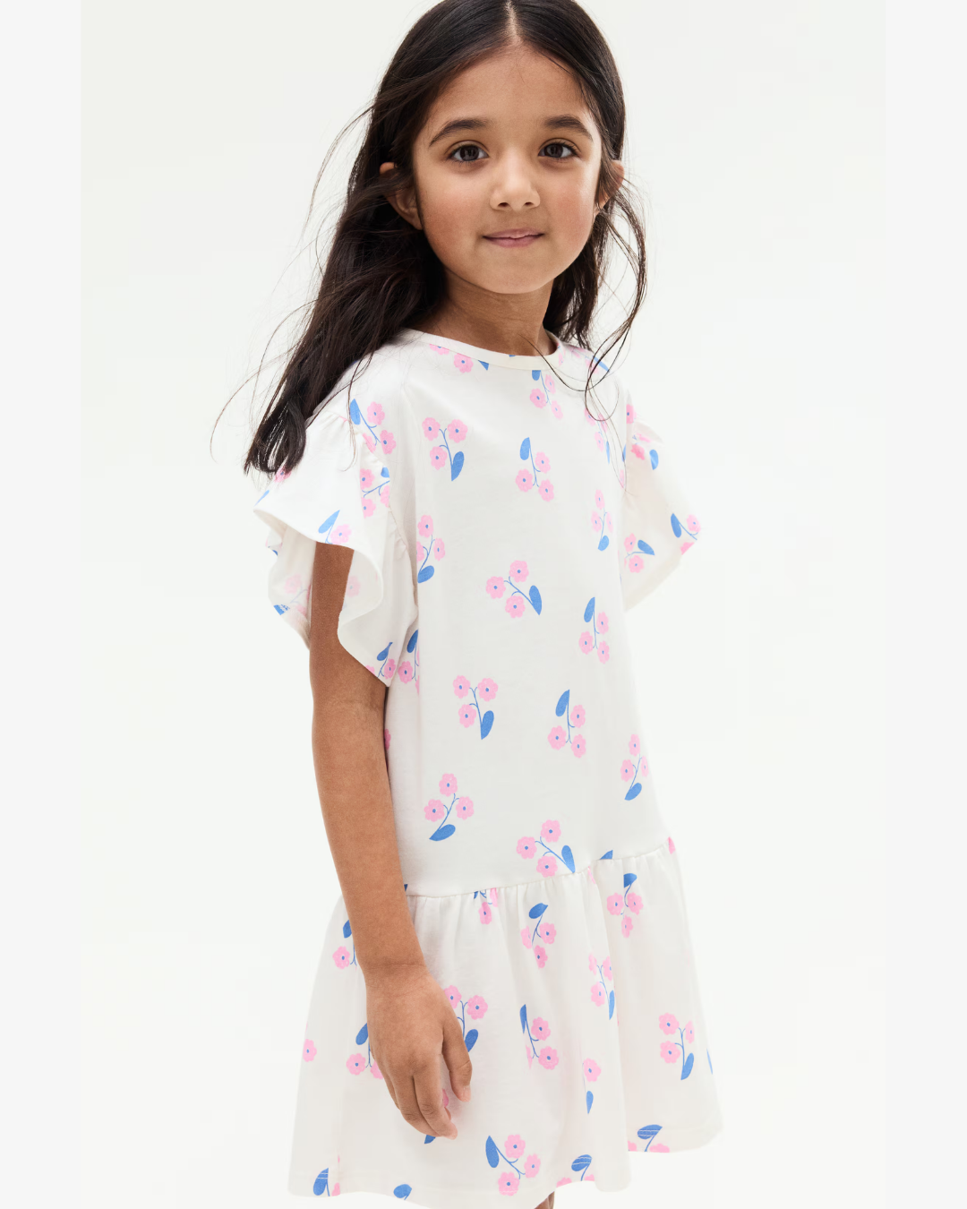 VESTIDO FLORIADO BLANCO H&M