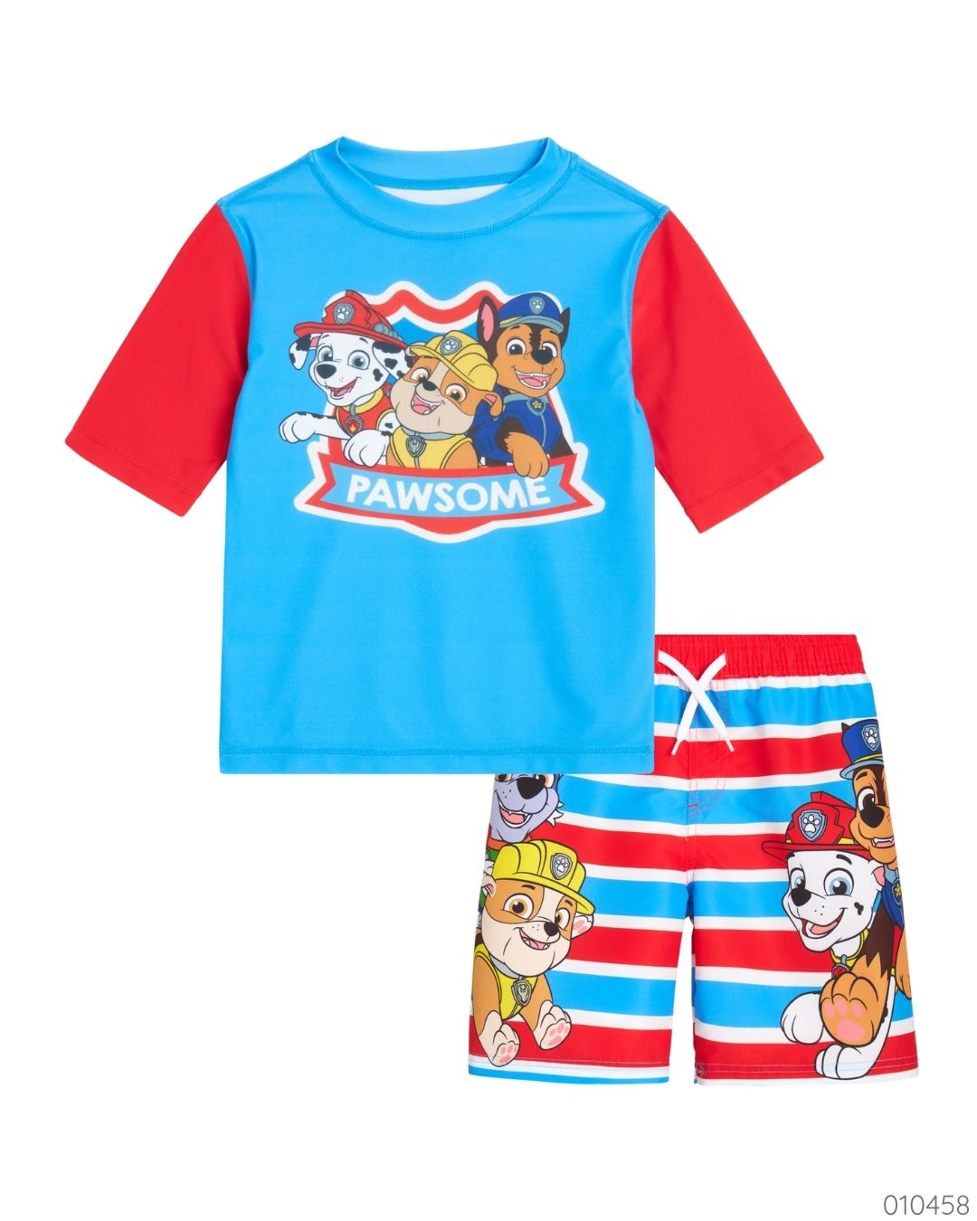 TRAJE DE BAÑO 2 PZS PAW PATROL ROJO AZUL UPF 50+
