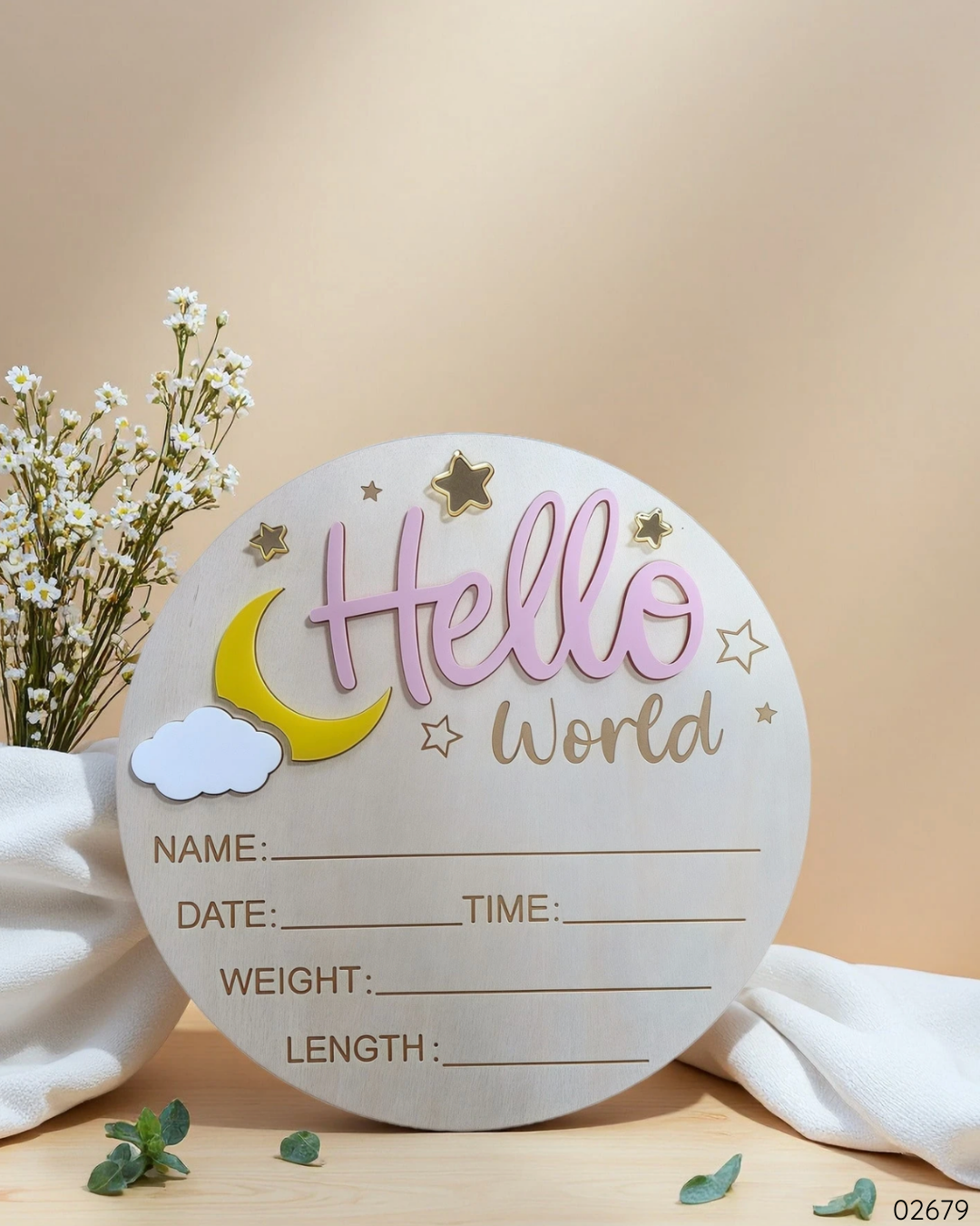 ROTULO HELLO WORLD ROSA LUNA