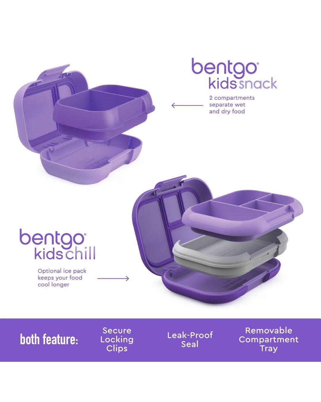 BENTGO KIDS LUNCH BOX + SNACK MORADO
