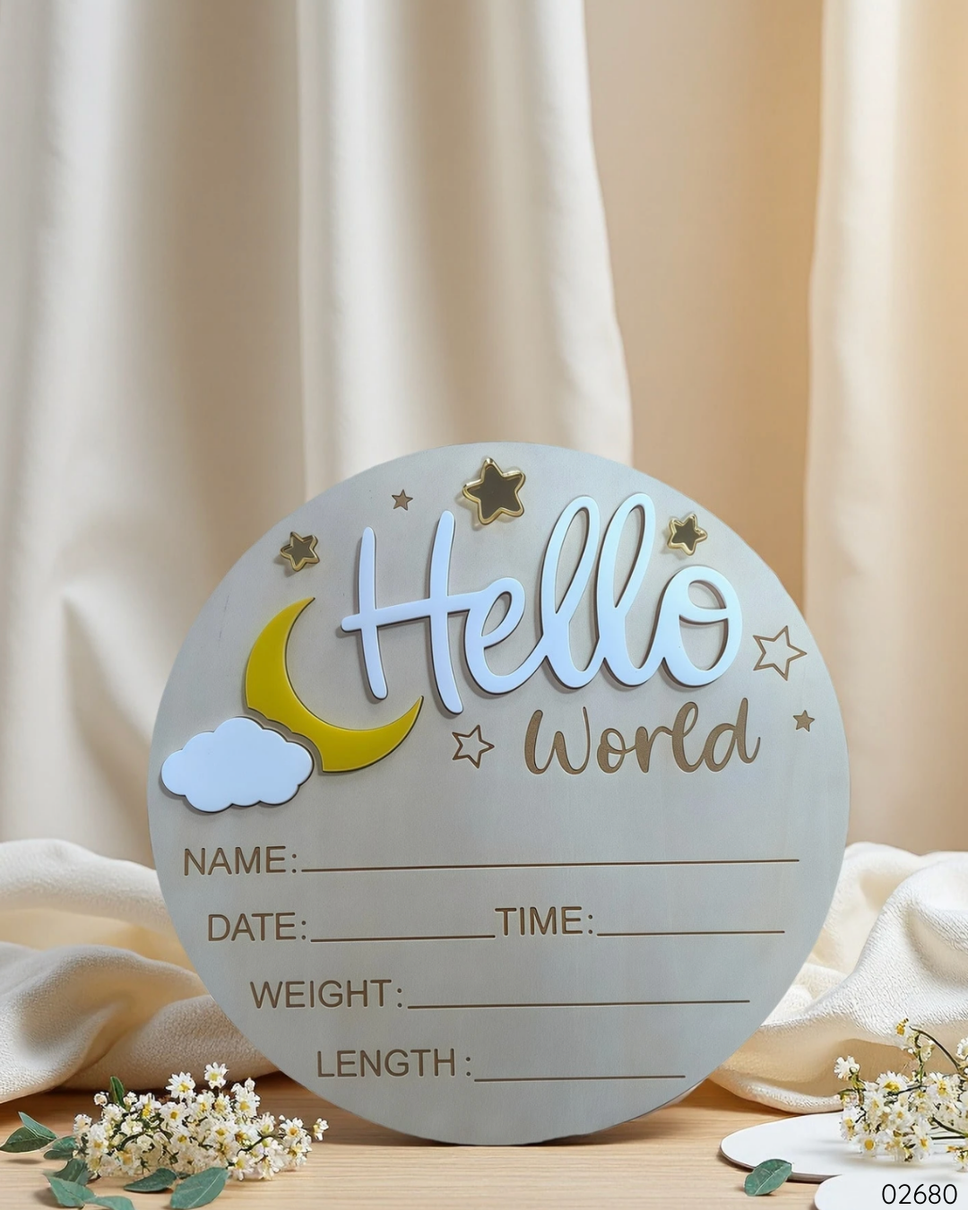 ROTULO HELLO WORLD BLANCO LUNA