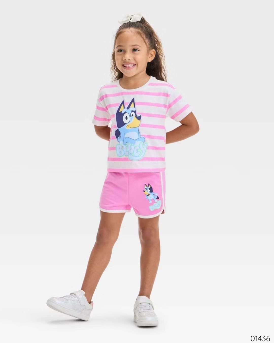 TRAJE BLUEY ROSADO BLANCO RAYAS