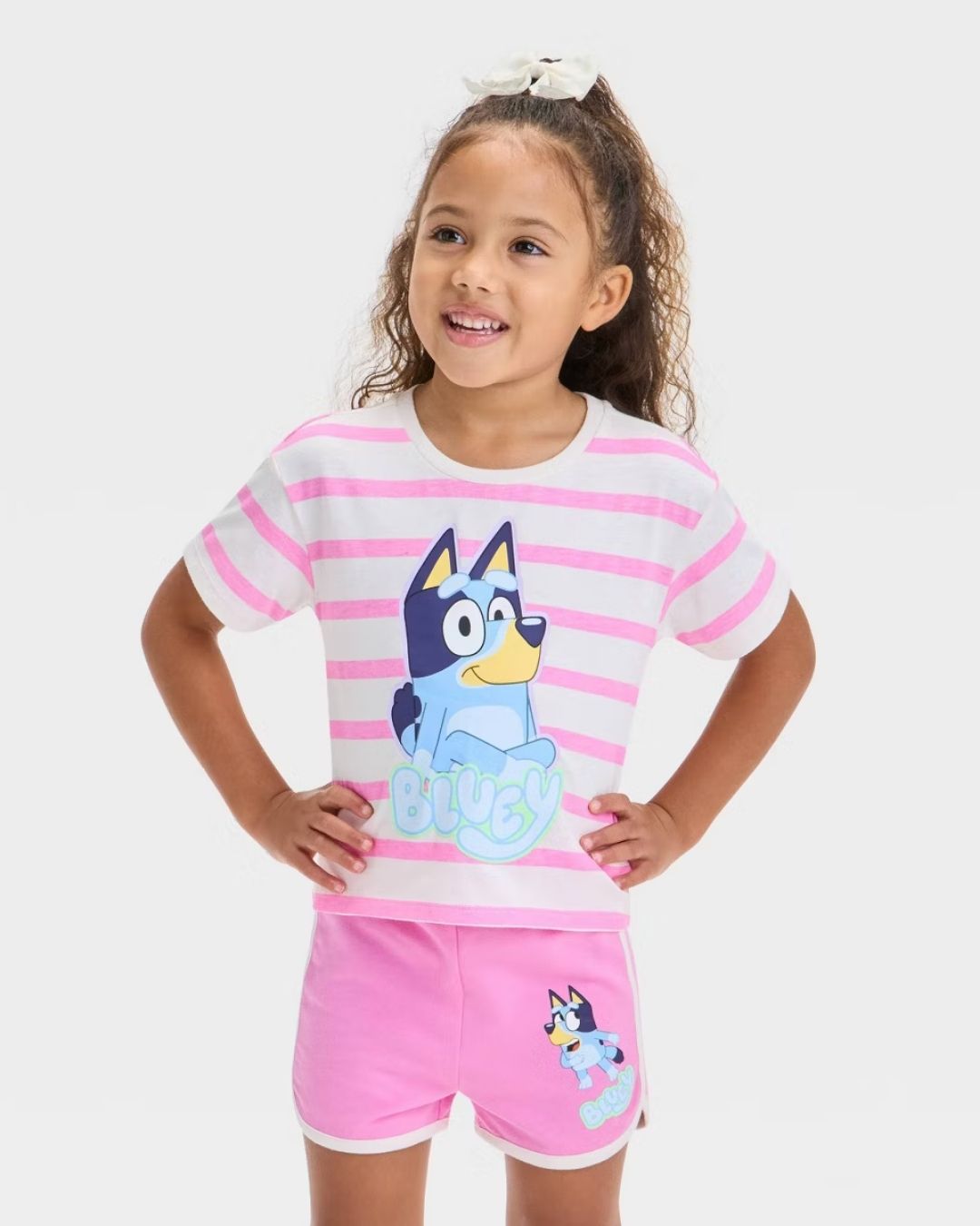 TRAJE BLUEY ROSADO BLANCO RAYAS