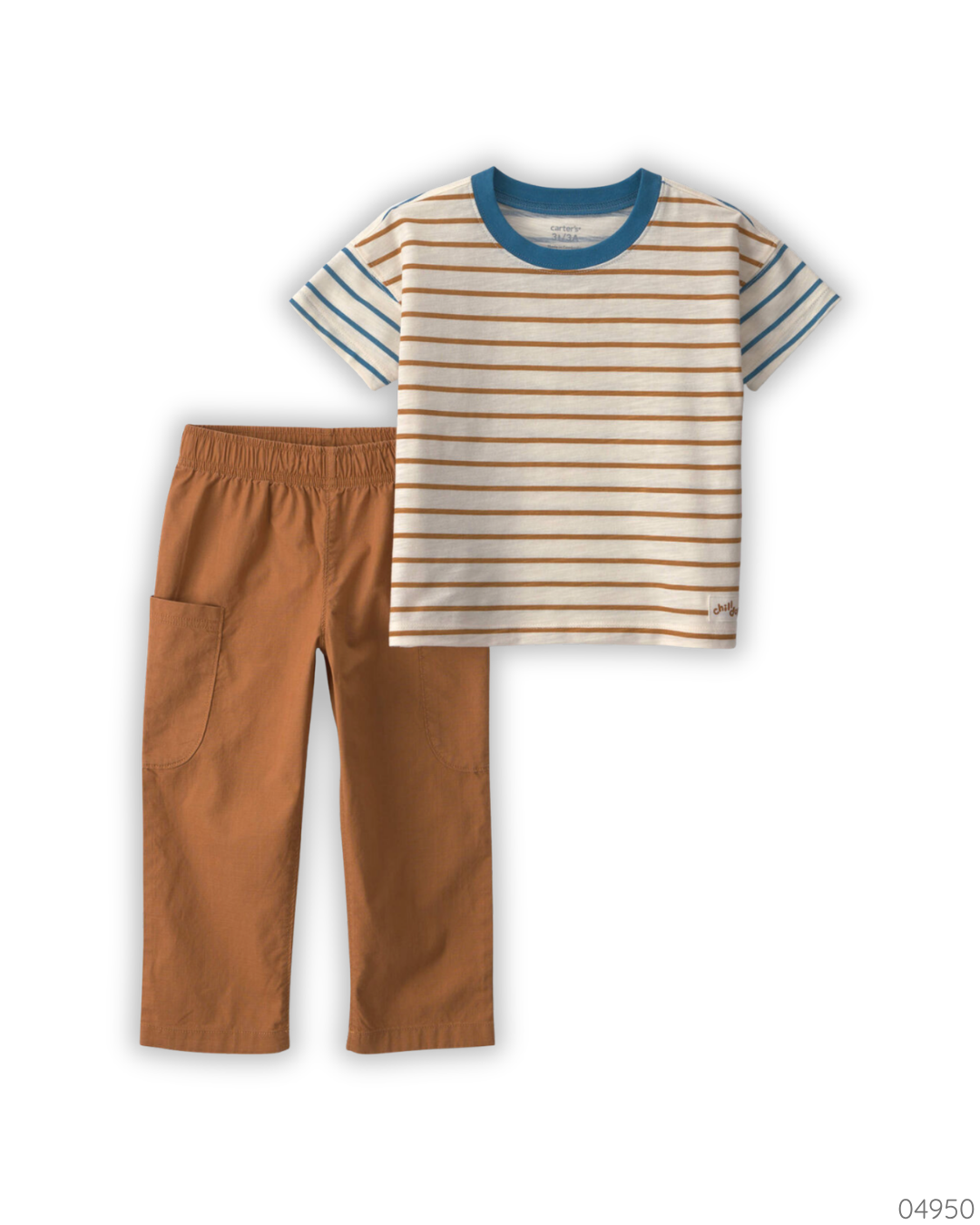 TRAJE CAMISA RAYAS PANTALON CAFE CARTERS