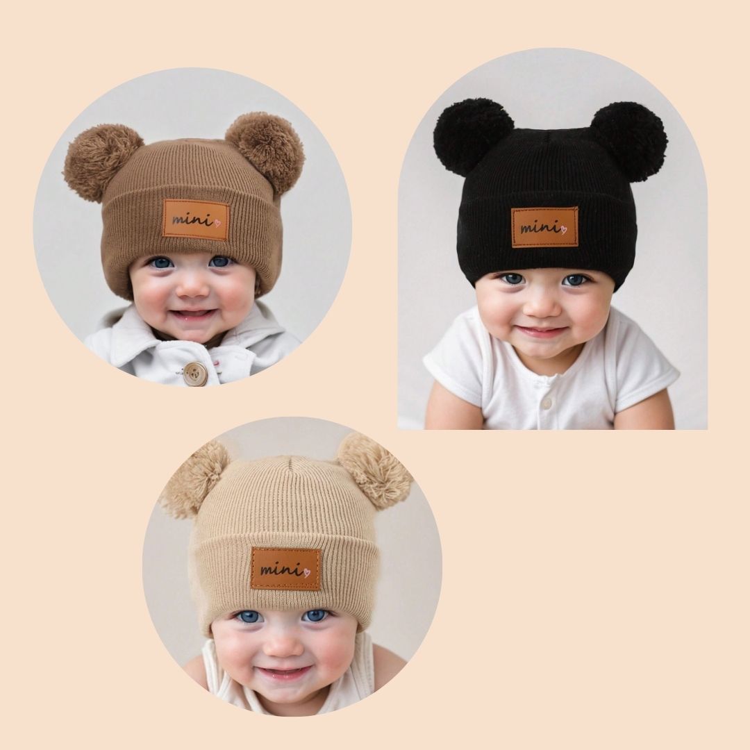 GORROS 3 PZS MINI NEG CAFE BEIGE