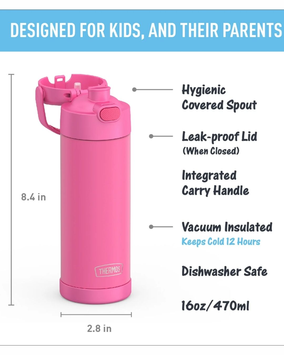 TERMO 16 OZ ROSADO ZAK