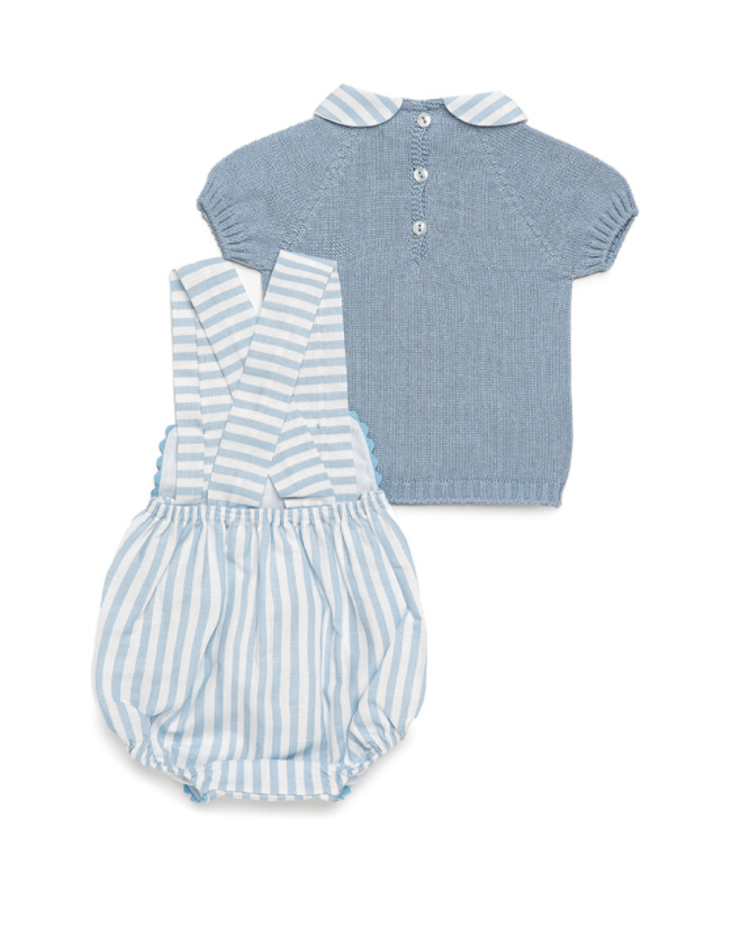 CONJUNTO RAYAS AZUL BLANCO TEJIDO