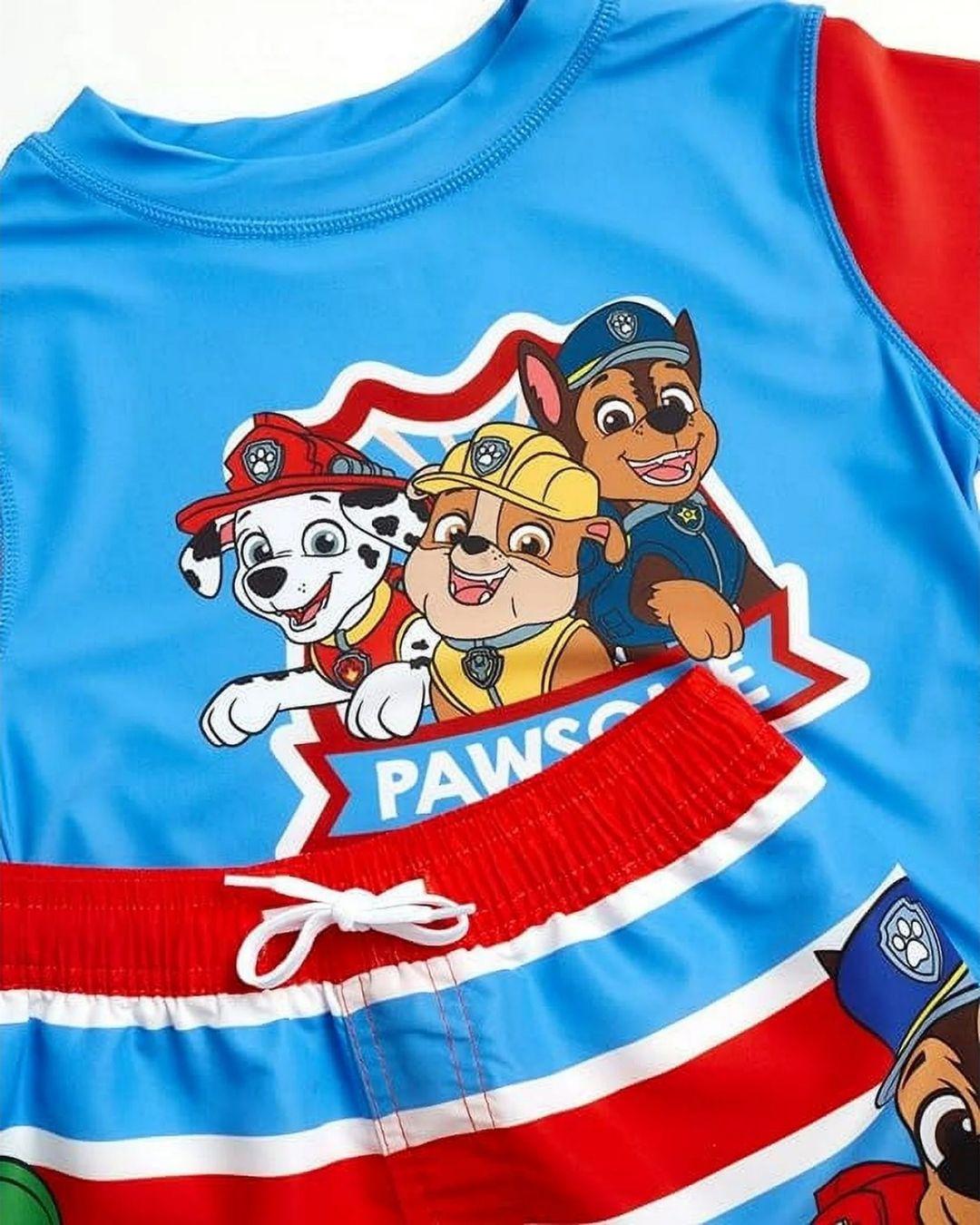 TRAJE DE BAÑO 2 PZS PAW PATROL ROJO AZUL UPF 50+