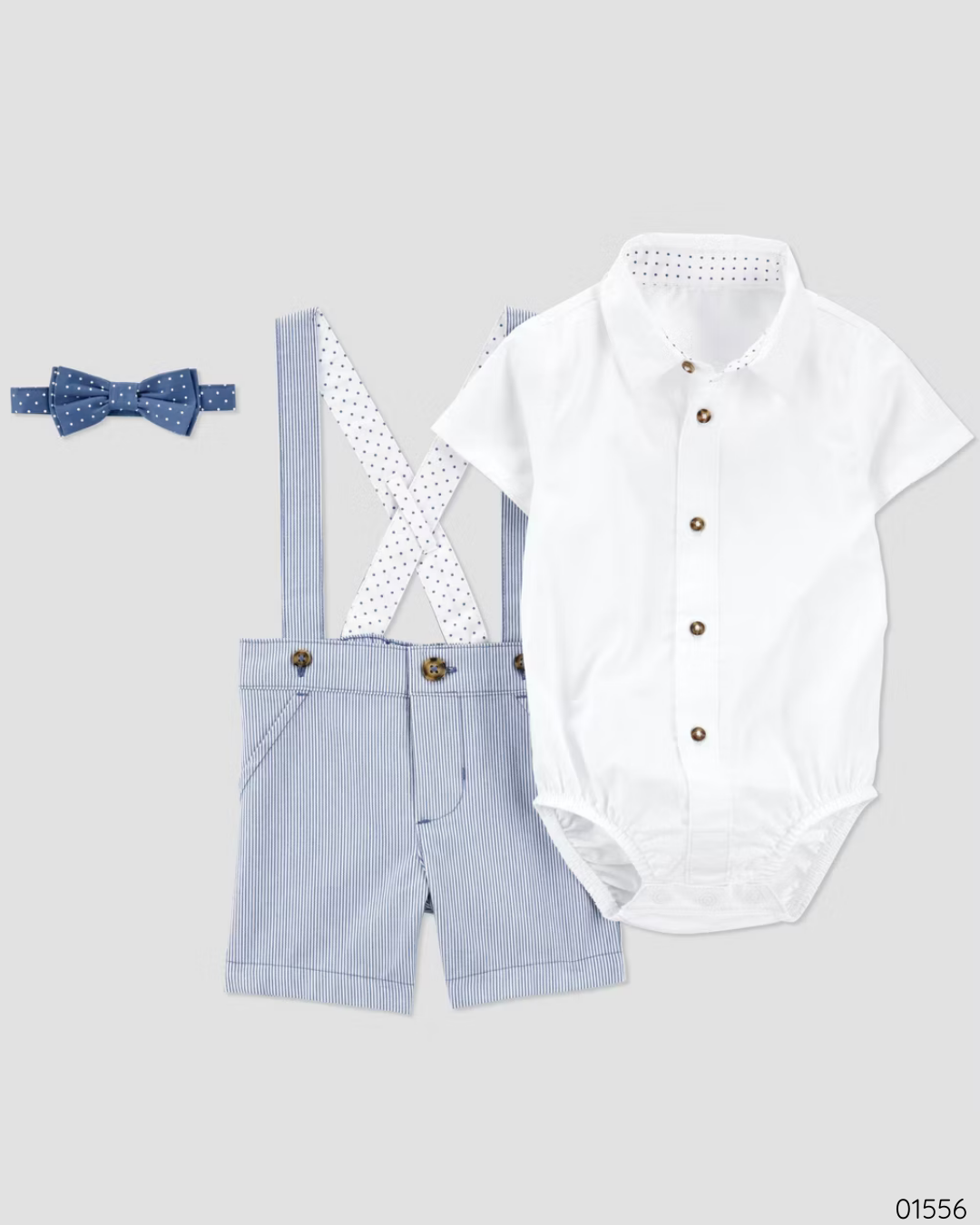 TRAJE 3 PZS CARTER´S SHORT CORBATIN BLANCO Y AZUL
