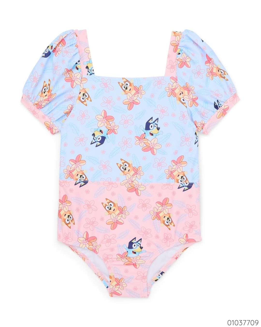 TRAJE BAÑO BLUEY COLORES AZUL ROSA