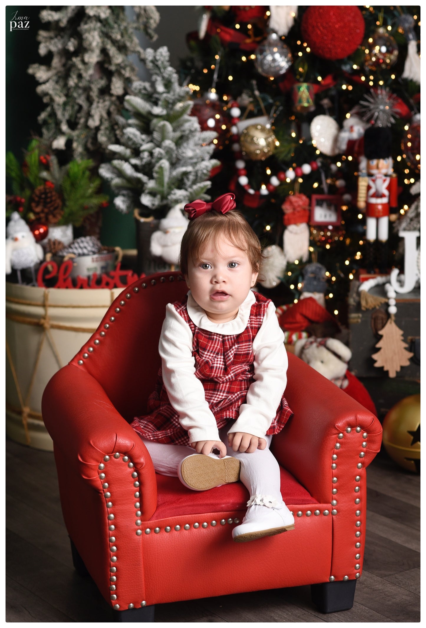 VESTIDO NIÑA 2PZS ROJO BLANCO MANGALARGA