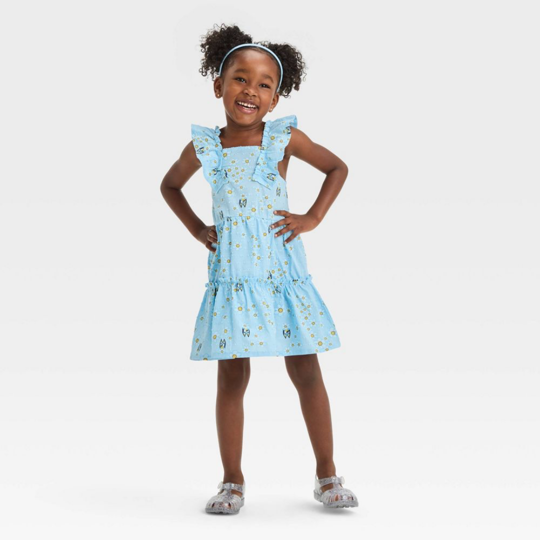 VESTIDO AZUL FLORECITAS BLUEY