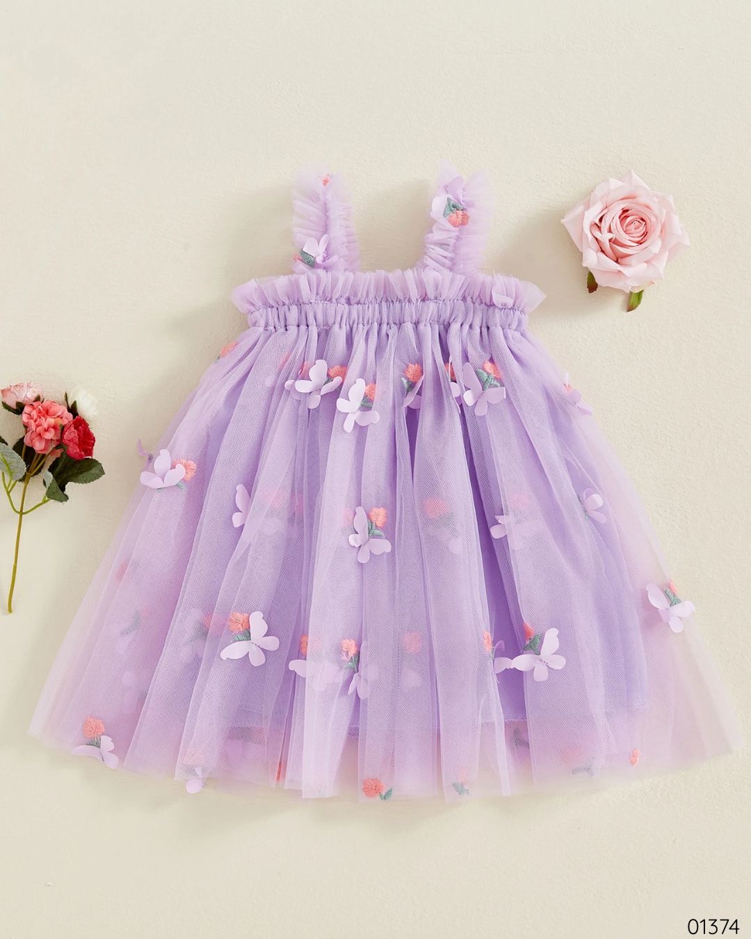 VESTIDO MORADO TUL MARIPOSAS