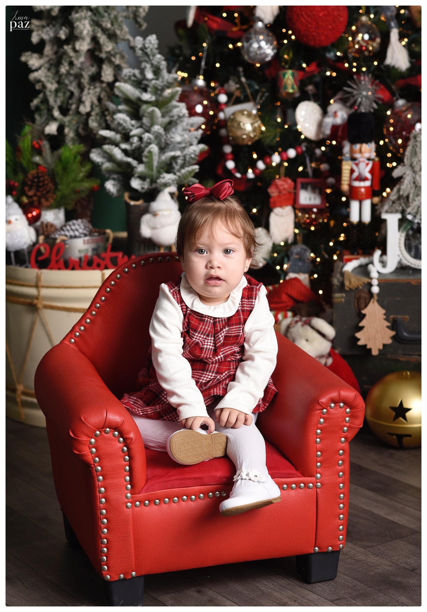 VESTIDO NIÑA 2PZS ROJO BLANCO MANGALARGA