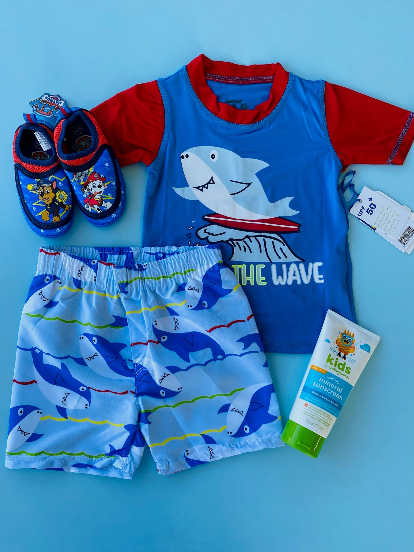 TRAJE BAÑO TIBURON SURF AZUL RIDE THE WAVE