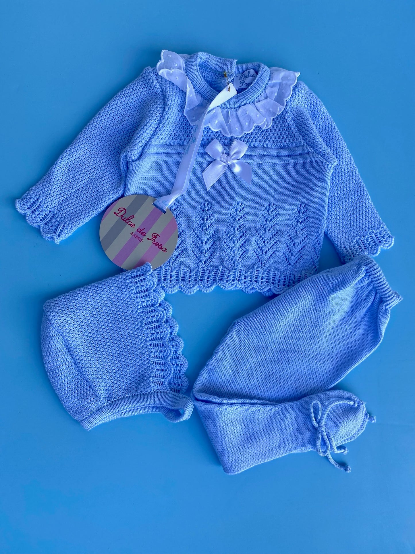 TRAJE TEJIDO AZUL CHONGO BLANC