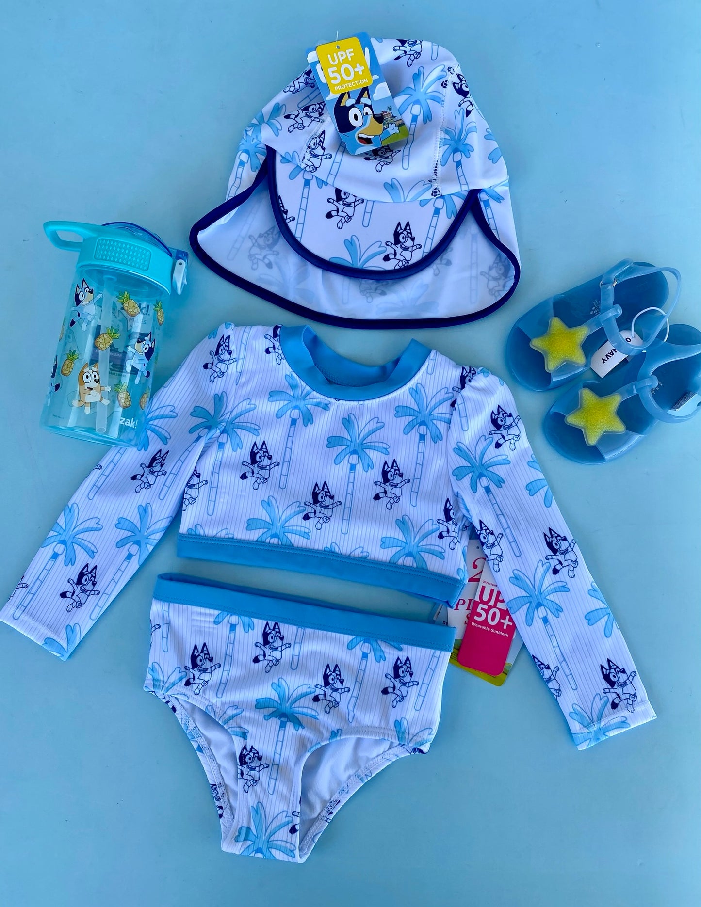 TRAJE DE BAÑO 2PZ BLUEY BLANCO AZUL NIÑA