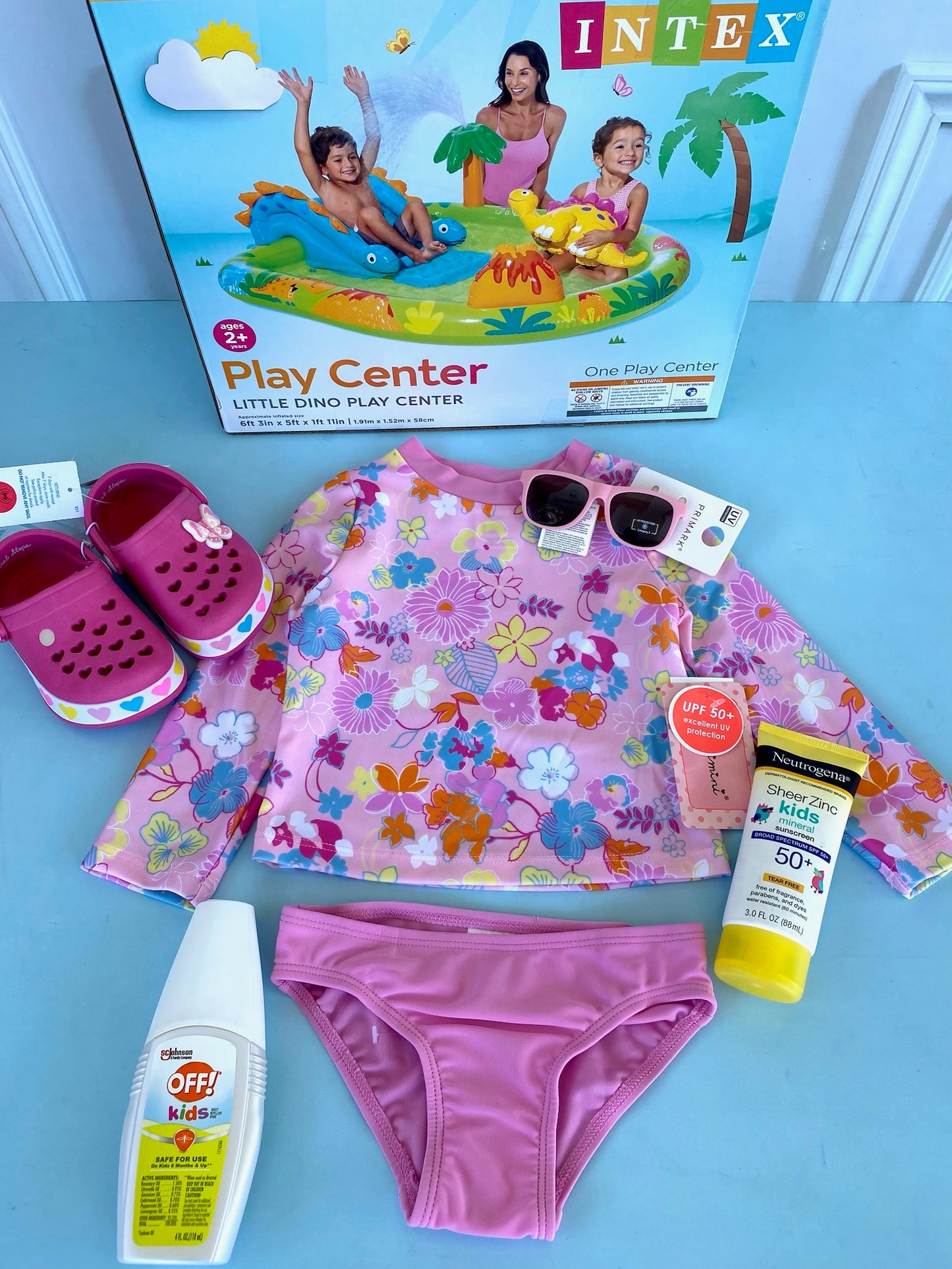TRAJE DE BAÑO 2PZS FLOREADO ROSADO NIÑA