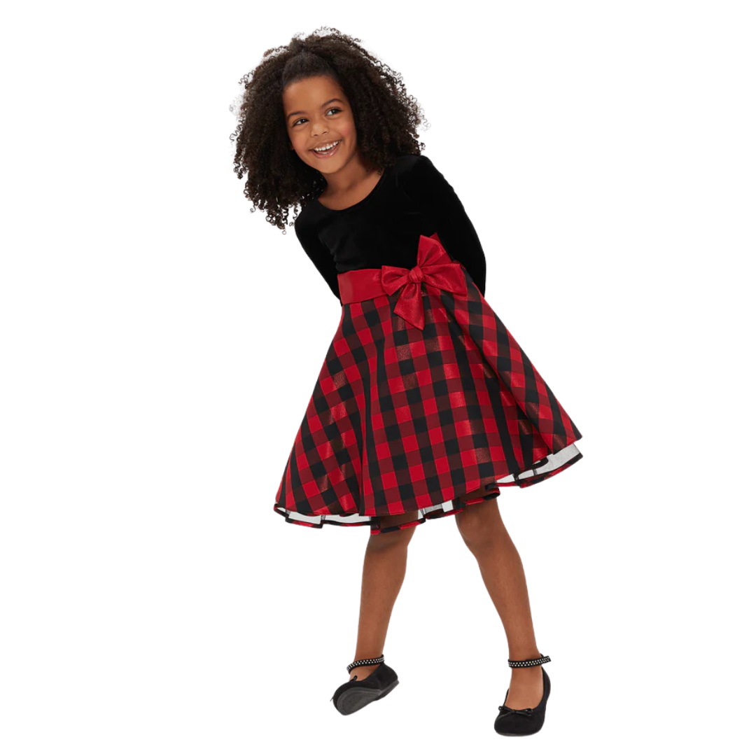 VESTIDO TERCIOPELO ROJO NEGRO