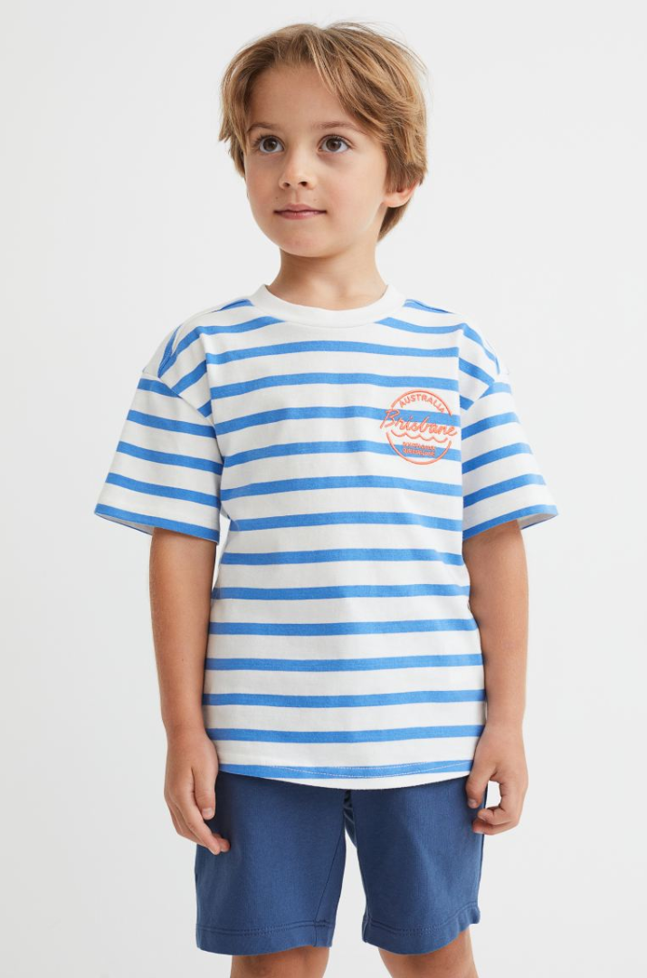 TRAJE NIÑO AZUL RAYADO H&M