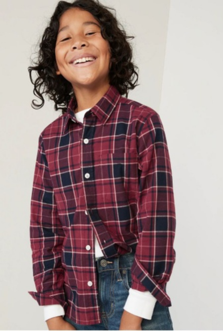 CAMISA FORMAL ROJO CON CUADROS OLD NAVY