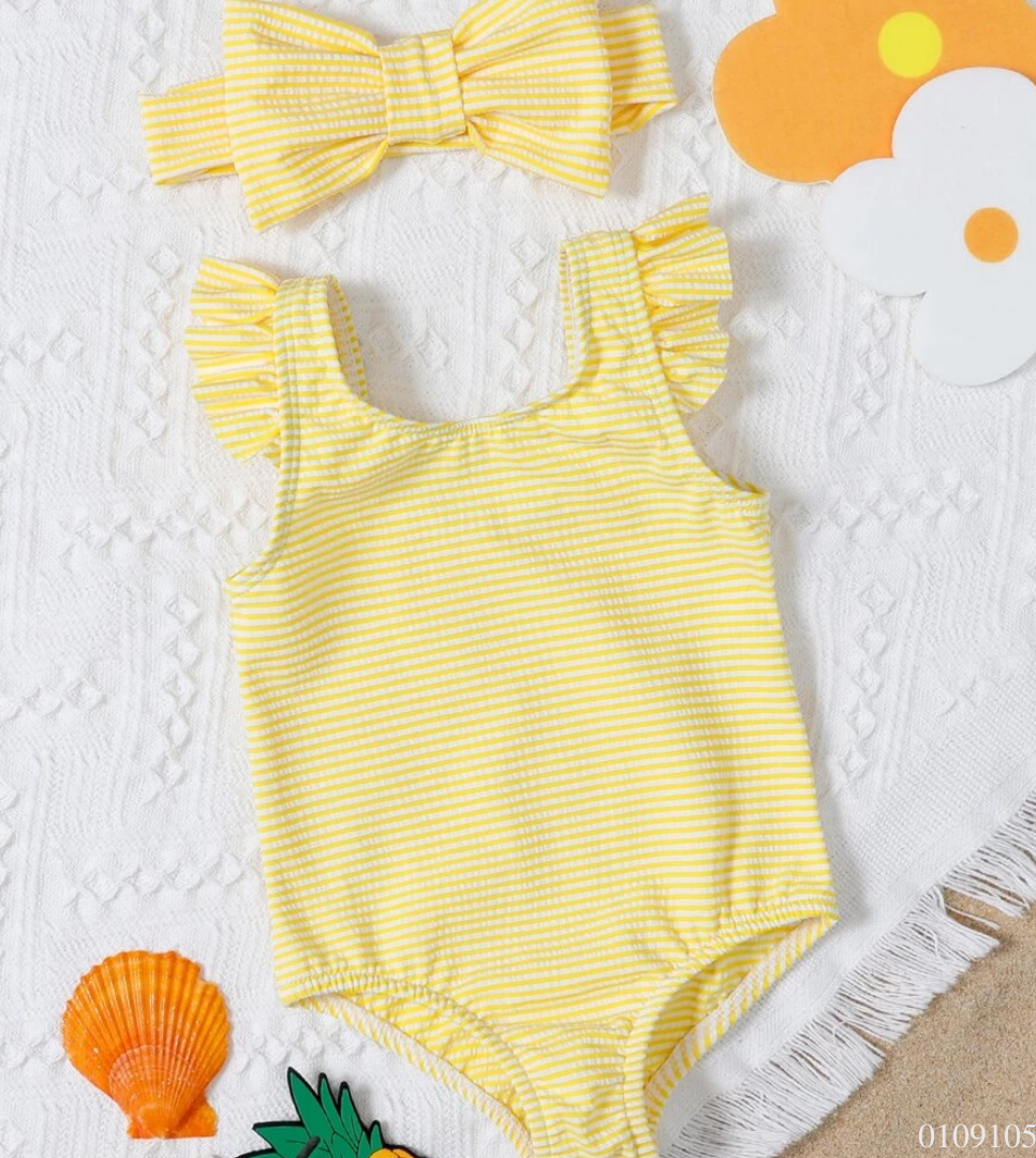 TRAJE DE BAÑO AMARILLO CON VINCHA
